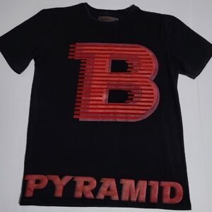 (#15) Black Pyramid Black Tee with Red 'B' and PYRAM1D Graphic